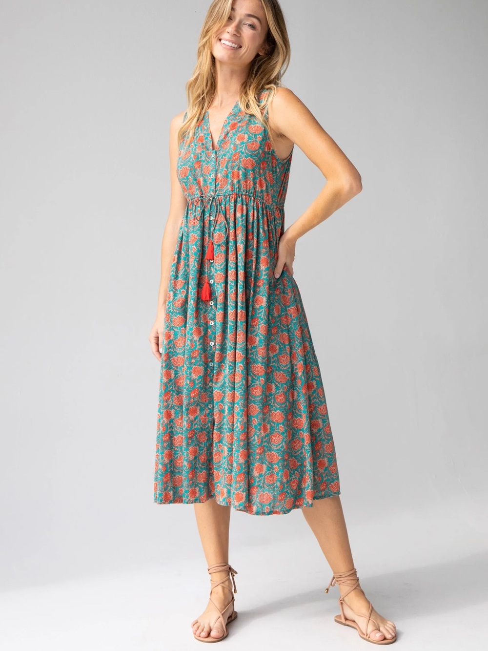 Natural Life Amelia Cotton Sleeveless Shirt Dress Sz Medium
